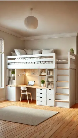 Stylish and Functional Loft Bed with Desk and Storage