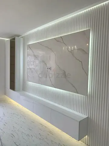 Modern Minimalist TV Unit with Stunning Marble Finish