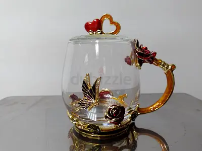 Beautiful Handcrafted Decorative Glass Cup with spoon