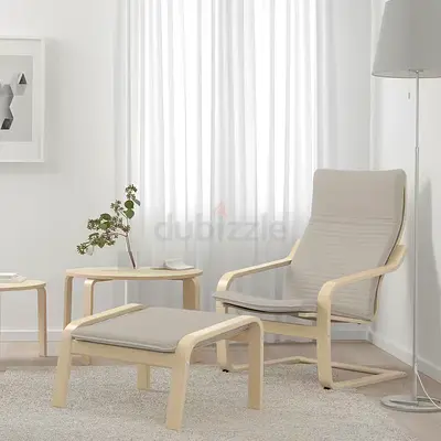 Simple and Elegant Wooden Lounge Chair with Matching Table