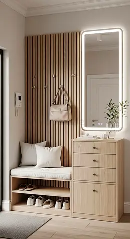 Elegant Wooden Entryway Bench with Storage