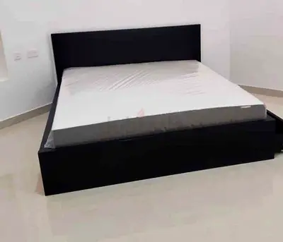 Modern Black Bed Frame with Storage