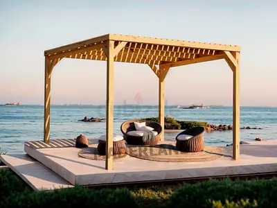Elegant Outdoor Pergola with Cozy Seating Area