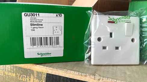 Schneider Electric Slimline Switched Socket - 10 Pack