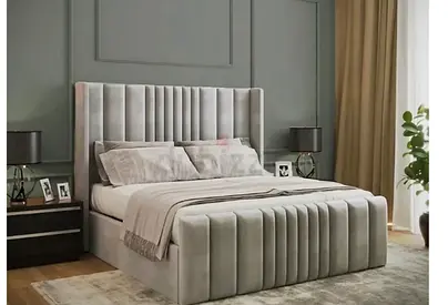 Miami Winged Plush Velvet Ottoman Storage Bed 200*200 Super king size