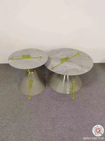 Elegant Round Marble Coffee Table with Metallic Base