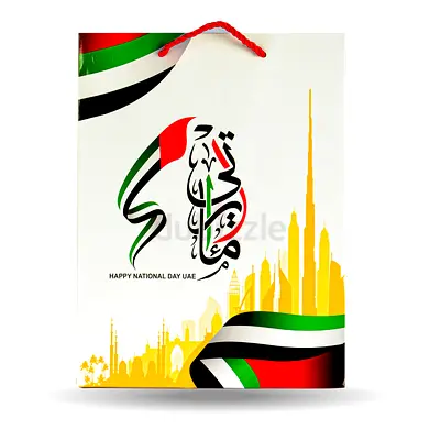 Click to see full view UAE National Day Gift Bags – Pack of 12, Large 34x25x12 cm Paper Bags with U