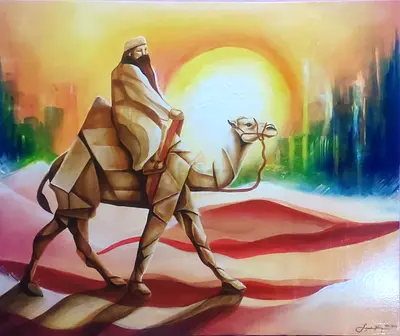 Stunning Camel Rider Painting - A Unique Art Piece