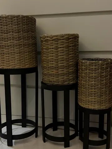 Stylish Set of Three Wicker Stools