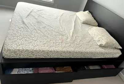 IKEA Malm King Size Bed frame with Storage and Mattress