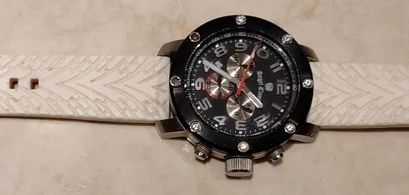 Stylish Mens Sport Watch with White Strap original watch dm for the price and model no