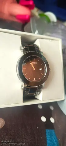 Fendi Black Ceramic Stainless Steel Orologi 6400G  Wristwatch 38 mm