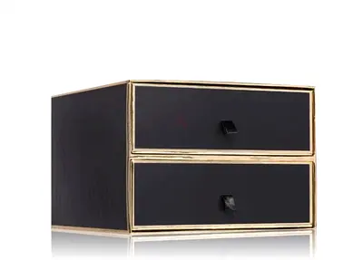 Elegant Black and Gold Storage Box with Drawers