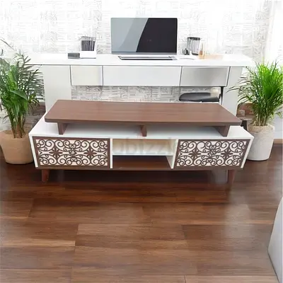 Elegant TV Stand with Decorative Drawers