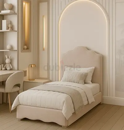 Elegant Single Bed with Soft Upholstery
