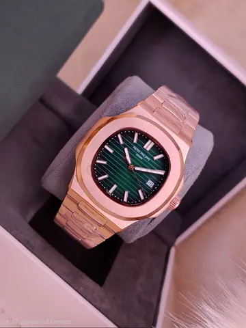 Elegant Patek Philippe Nautilus Watch with Green Dial