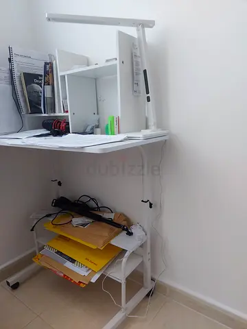 Minimalist White Study Table with Storage