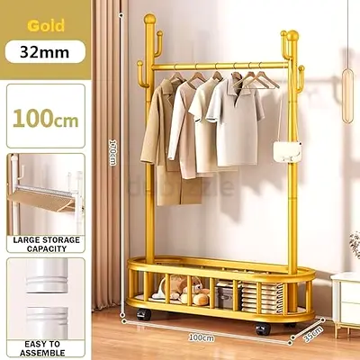 Stylish Gold Coat Rack with Ample Storage
