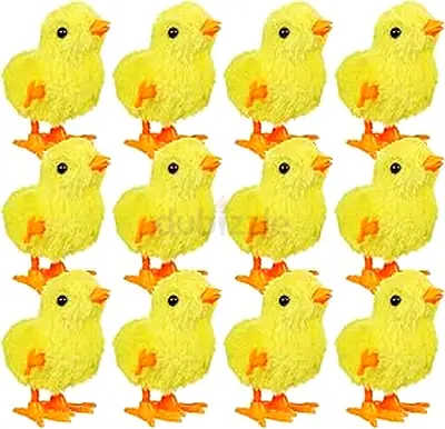 12 Pcs Wind-Up Jumping Yellow Chick Toys | Cute Fluffy Easter Chick Set | Fun Gift for Kids  Partie