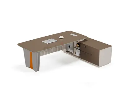Modern L-Shaped Office Desk with Storage