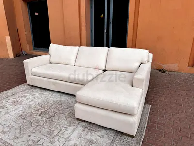 Comfortable L-Shaped Sectional Sofa in Cream Color