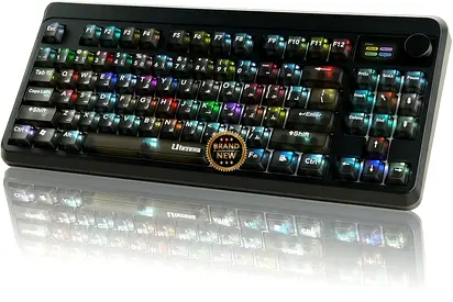 2687 - Utezena Wireless Mechanical Keyboard with Smart Display  Knob, Tri-Mode BT5.0/2.4GHz/USB-C H