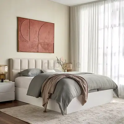 Modern Queen Size Bed with Elegant Headboard