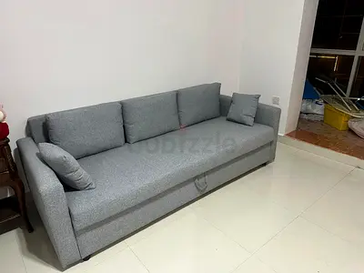 Ikea sofa com bed under storage light gray