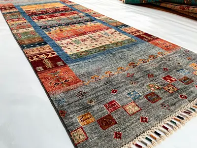 83 x 250 cm | new Handmade Gabbeh Runner Carpet Grey