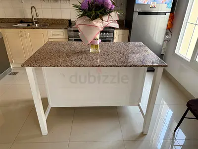 Freestanding kitchen island  modified with real marbel as top instead of the wood top