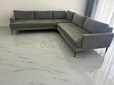 West Elm Andes Comfortable Grey Sectional Sofa for Sale