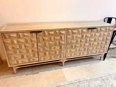 Unique Light Wood Dresser with 3D Pattern Drawers | Modern Storage | Great Condition!