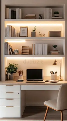 Minimalist Study Table and Bookcase Set for Sale