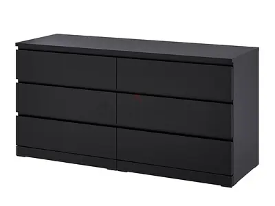 MALm chest 6 drawers white 160x78 cm - black