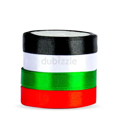 UAE National Day Ribbon Set – 4 Colors, 10 Yards Each, Red Green White Black Decorative Ribbons