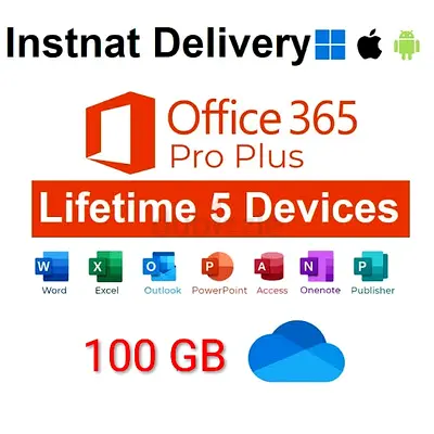 Office 365 Pro Plus Lifetime Subscription - 5 Devices, 100 GB Cloud Storage