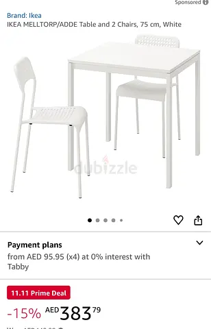 IKEA MELLTORP/ADDE Table with 2 Chairs - Space-Saving White Set