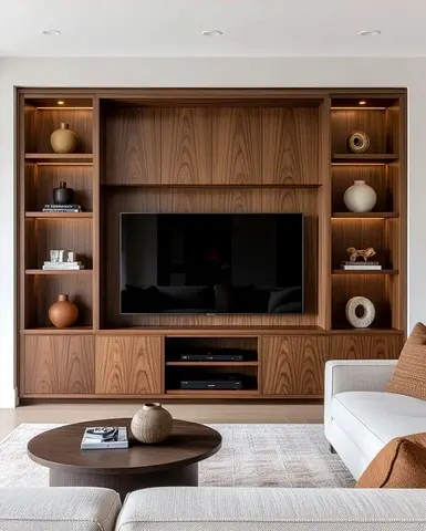 Modern Entertainment Center with Stylish Shelving