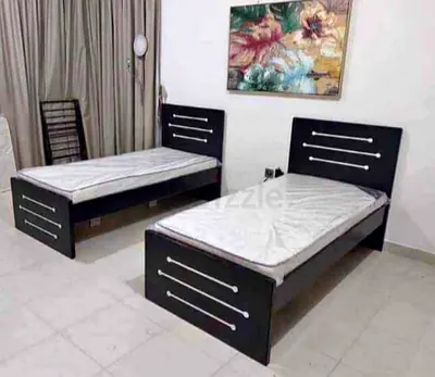 Set of Two Comfortable Single Beds with Mattresses