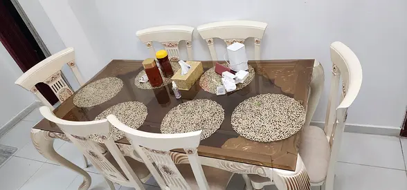 Elegant Dining Table Set with Six Chairs