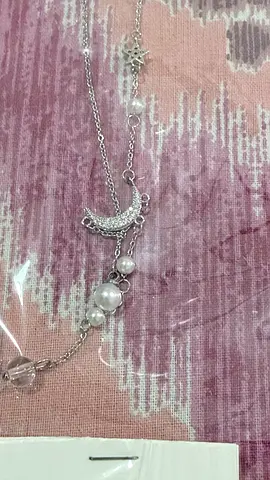 Elegant Silver Moon and Pearl Necklace