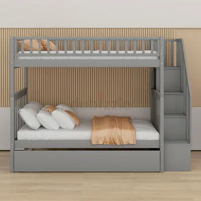 Stylish Grey Bunk Bed for Kids