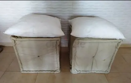 Pair of Cozy Poufs With Cushions