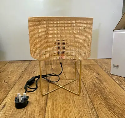 Homes R us brand new in box natural rattan lamp.  Table lamp 
Golden and beige