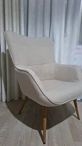Modern Armchair with Wooden Leg. Stylish  comfortable