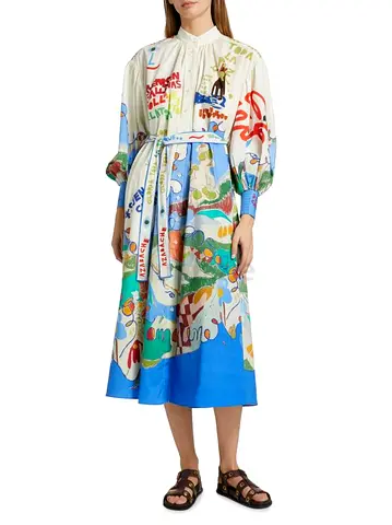Stylish Digital Print Shirt Dress