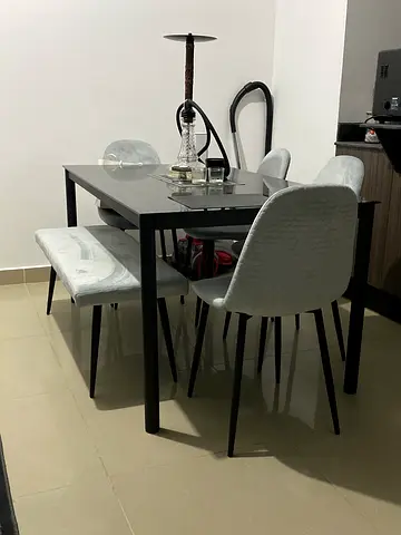 Modern Dining Table with Stylish Chairs and bench