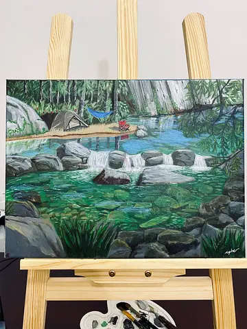 Serene Landscape Painting - Nature Reflection