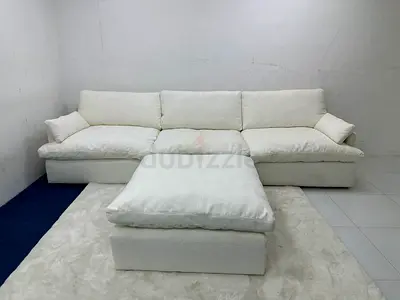 White color cloud sofa with footstool