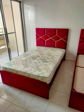Elegant Red Bed with Mattress for Sale